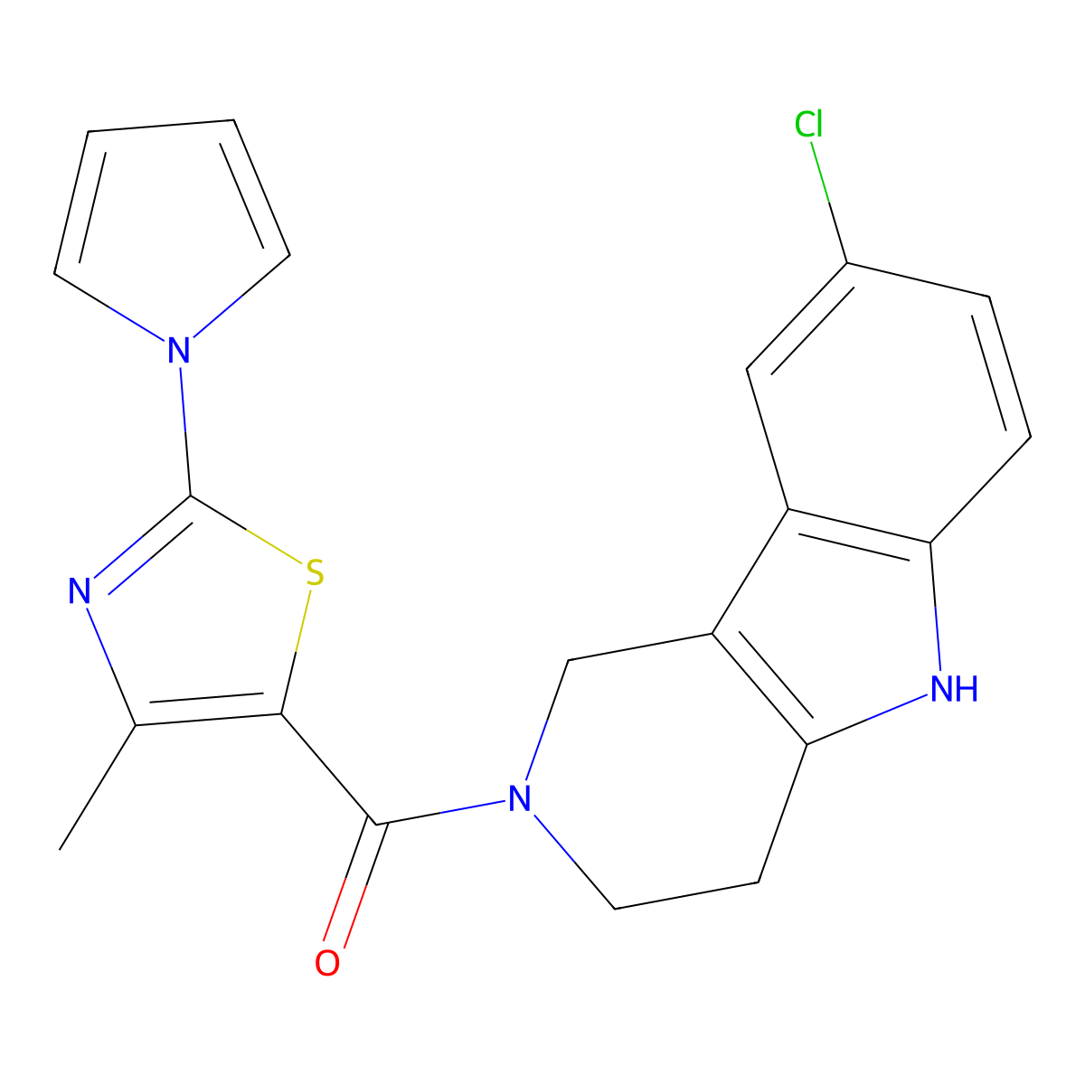 (8-chloro-1,3,4,5-tetrahydro-2H-pyrido[4,3-b]indol-2-yl)[4-methyl-2-(1H-pyrrol-1-yl)-1,3-thiazol-5-yl]methanone molecular structure, CAS 1351695-10-7