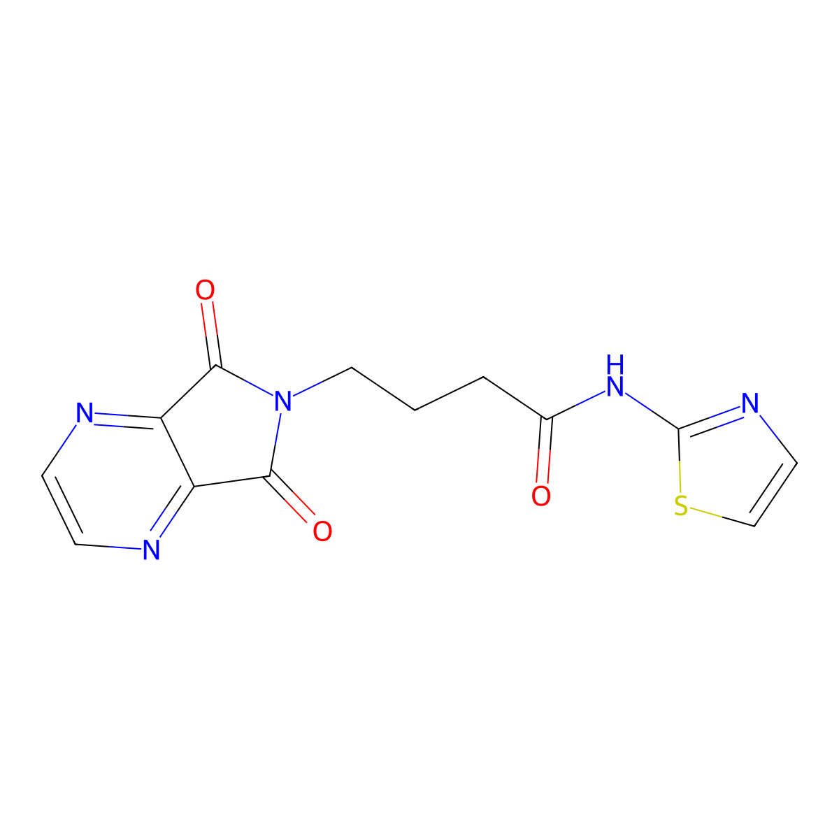 4-(5,7-dioxo-5,7-dihydro-6H-pyrrolo[3,4-b]pyrazin-6-yl)-N-(1,3-thiazol-2-yl)butanamide molecular structure, CAS 1351695-12-9