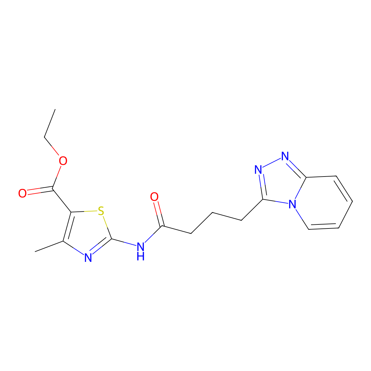 Ethyl 4-methyl-2-{[4-([1,2,4]triazolo[4,3-a]pyridin-3-yl)butanoyl]amino}-1,3-thiazole-5-carboxylate molecular structure, CAS 1351695-14-1
