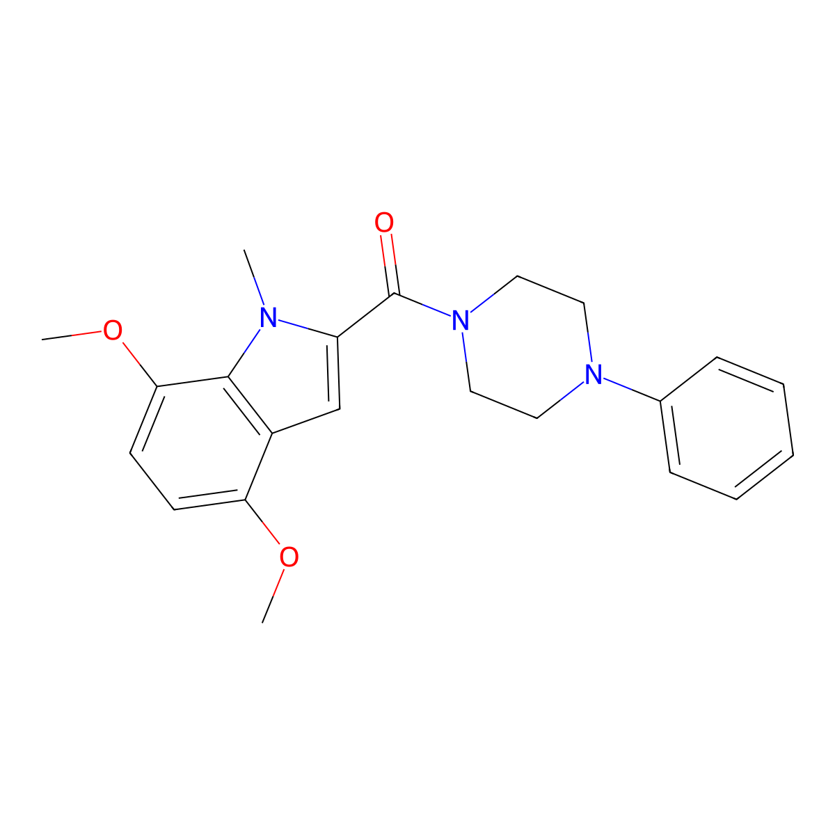 (4,7-dimethoxy-1-methyl-1H-indol-2-yl)(4-phenylpiperazin-1-yl)methanone molecular structure, CAS 1351695-16-3