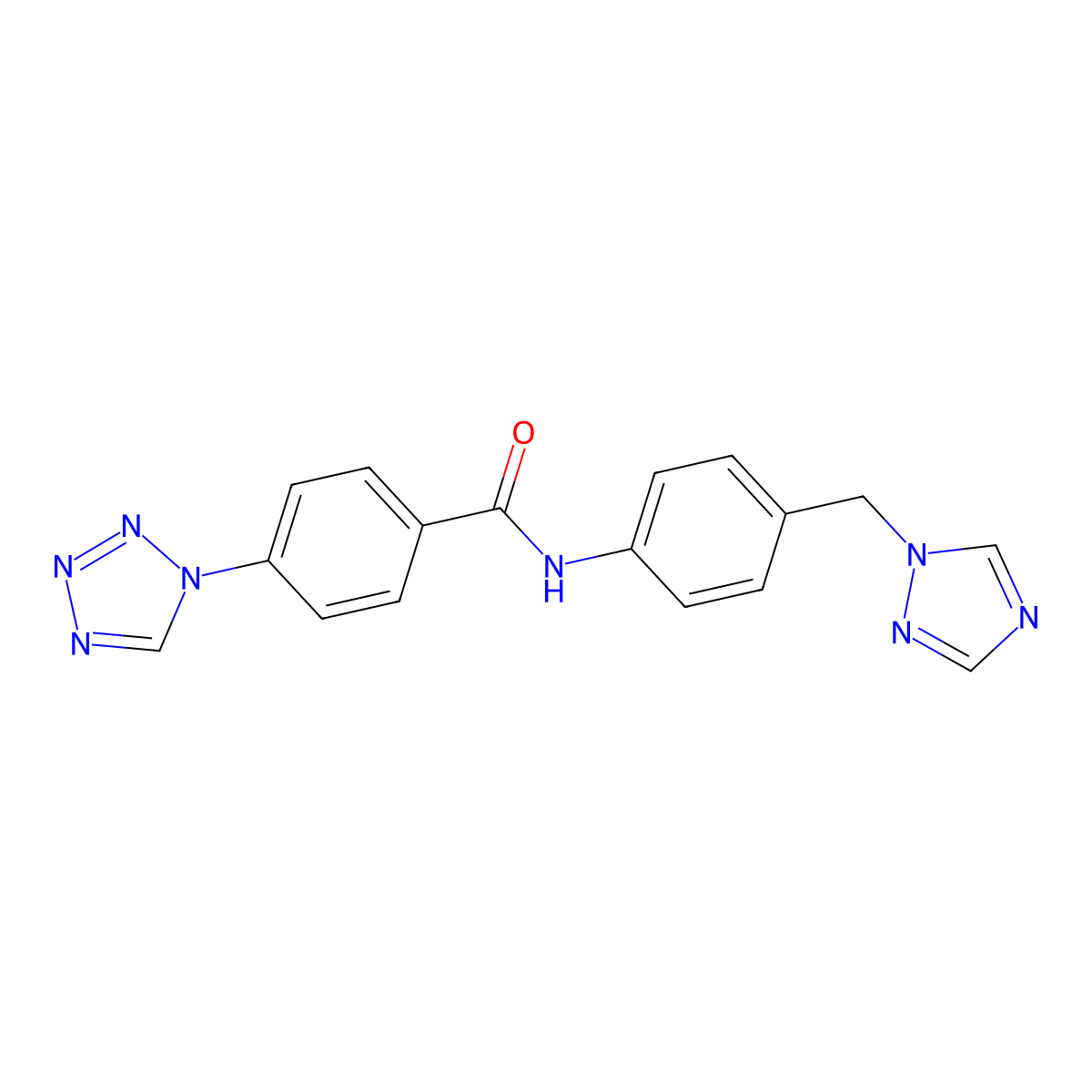 4-(1H-tetrazol-1-yl)-N-[4-(1H-1,2,4-triazol-1-ylmethyl)phenyl]benzamide molecular structure, CAS 1351695-20-9