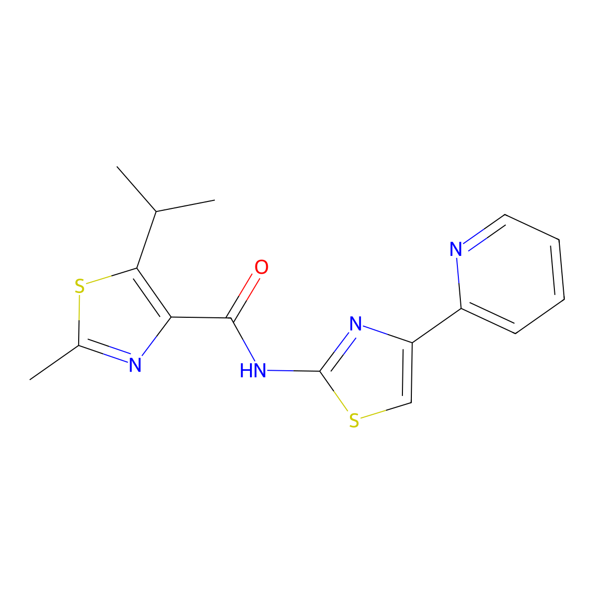 5-isopropyl-2-methyl-N-(4-(pyridin-2-yl)thiazol-2-yl)thiazole-4-carboxamide molecular structure, CAS 1351695-23-2