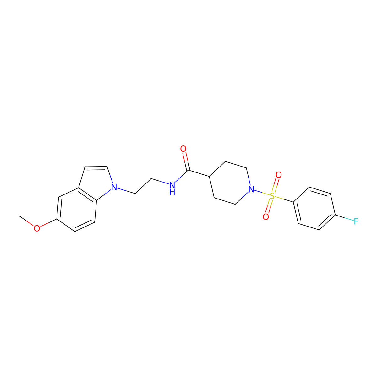1-[(4-fluorophenyl)sulfonyl]-N-[2-(5-methoxy-1H-indol-1-yl)ethyl]-4-piperidinecarboxamide molecular structure, CAS 1351695-24-3