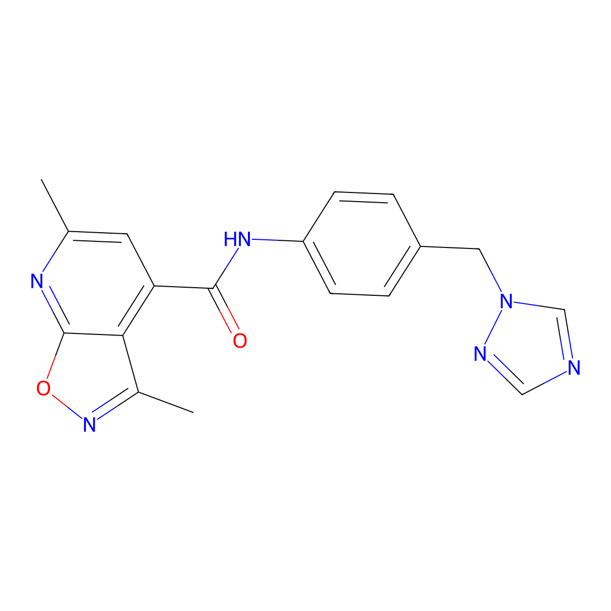 3,6-dimethyl-N-[4-(1H-1,2,4-triazol-1-ylmethyl)phenyl][1,2]oxazolo[5,4-b]pyridine-4-carboxamide molecular structure, CAS 1351695-26-5