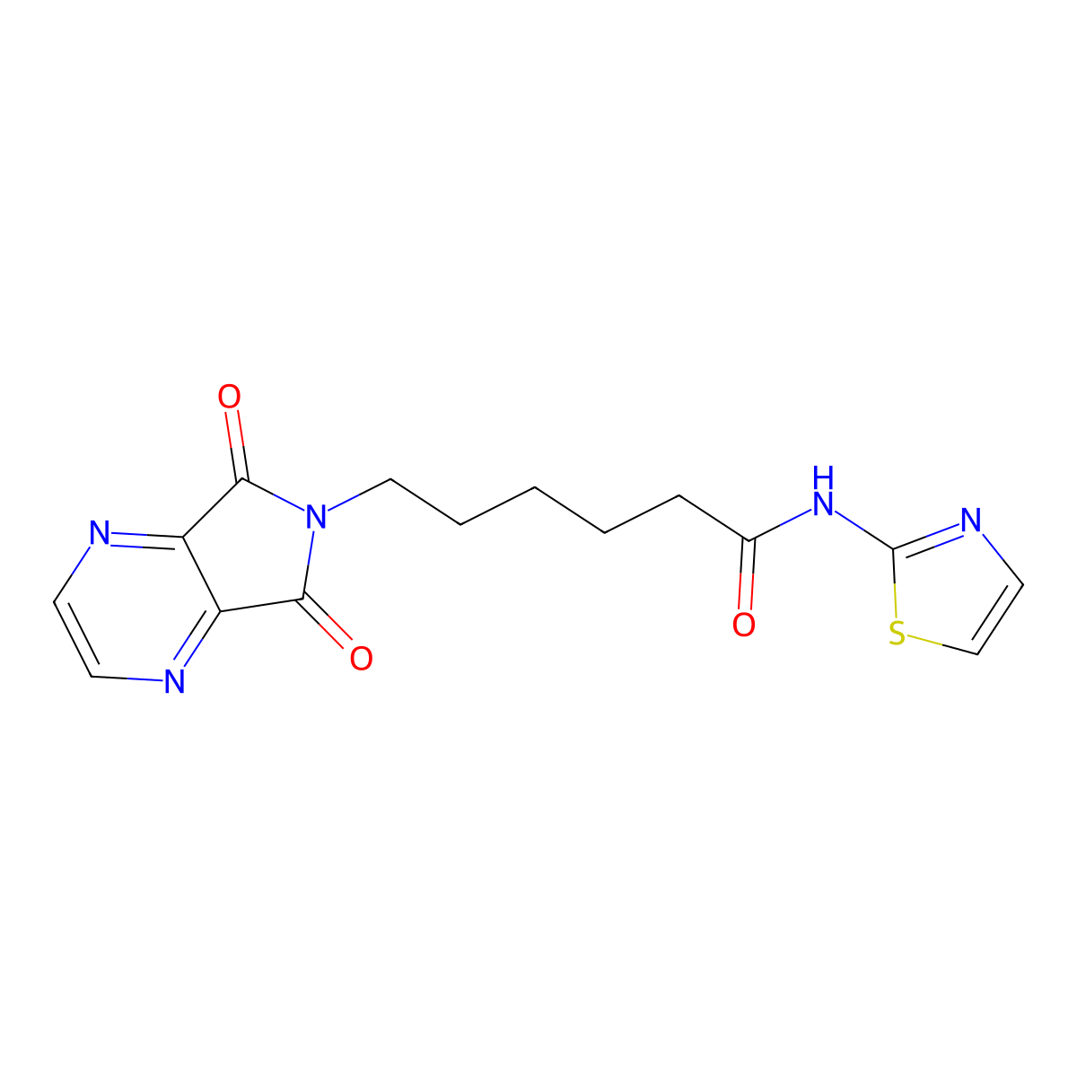 6-(5,7-dioxo-5H-pyrrolo[3,4-b]pyrazin-6(7H)-yl)-N-(thiazol-2-yl)hexanamide molecular structure, CAS 1351695-30-1