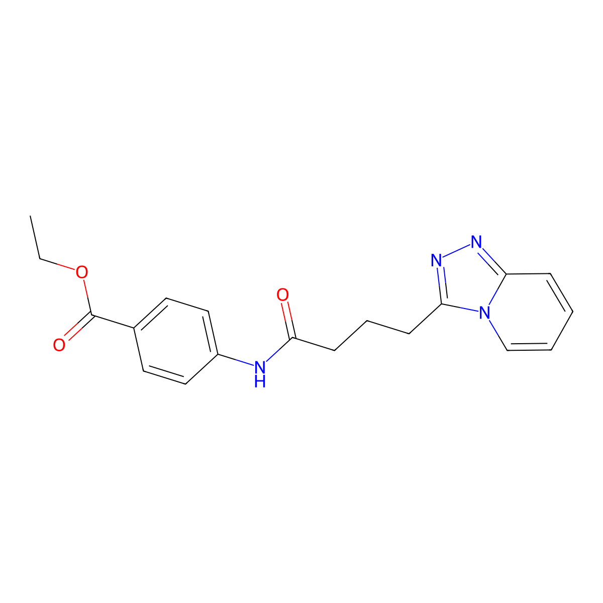 Ethyl 4-{[4-([1,2,4]triazolo[4,3-a]pyridin-3-yl)butanoyl]amino}benzoate molecular structure, CAS 1351695-31-2