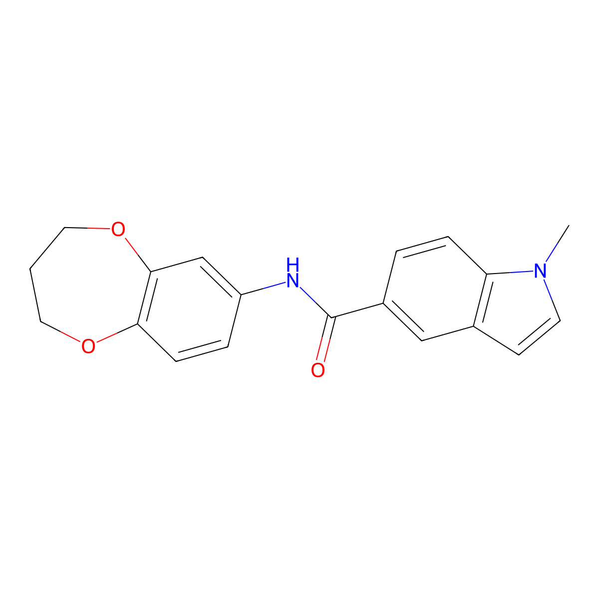 N-(3,4-dihydro-2H-1,5-benzodioxepin-7-yl)-1-methyl-1H-indole-5-carboxamide molecular structure, CAS 1351695-32-3