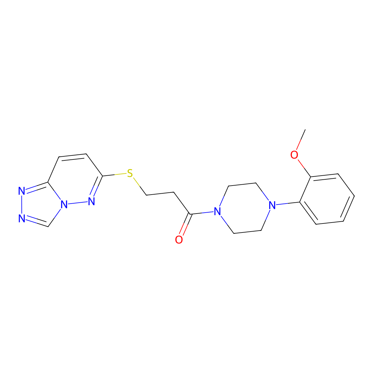 1-[4-(2-Methoxyphenyl)piperazin-1-yl]-3-([1,2,4]triazolo[4,3-b]pyridazin-6-ylsulfanyl)propan-1-one molecular structure, CAS 1351695-34-5