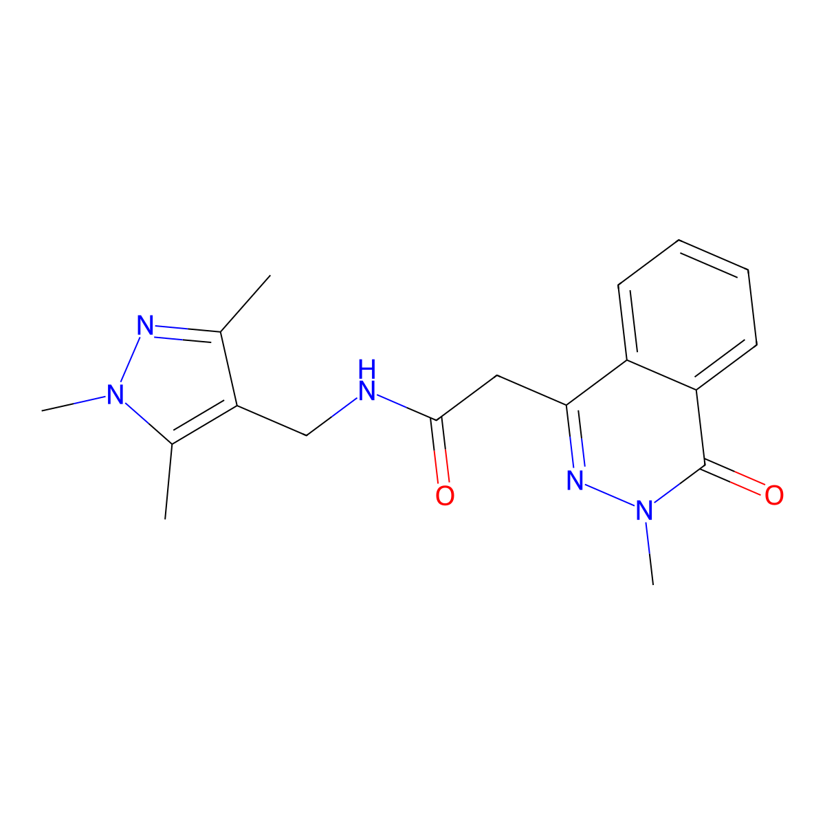 2-(3-methyl-4-oxo-3,4-dihydrophthalazin-1-yl)-N-[(1,3,5-trimethyl-1H-pyrazol-4-yl)methyl]acetamide molecular structure, CAS 1351695-38-9