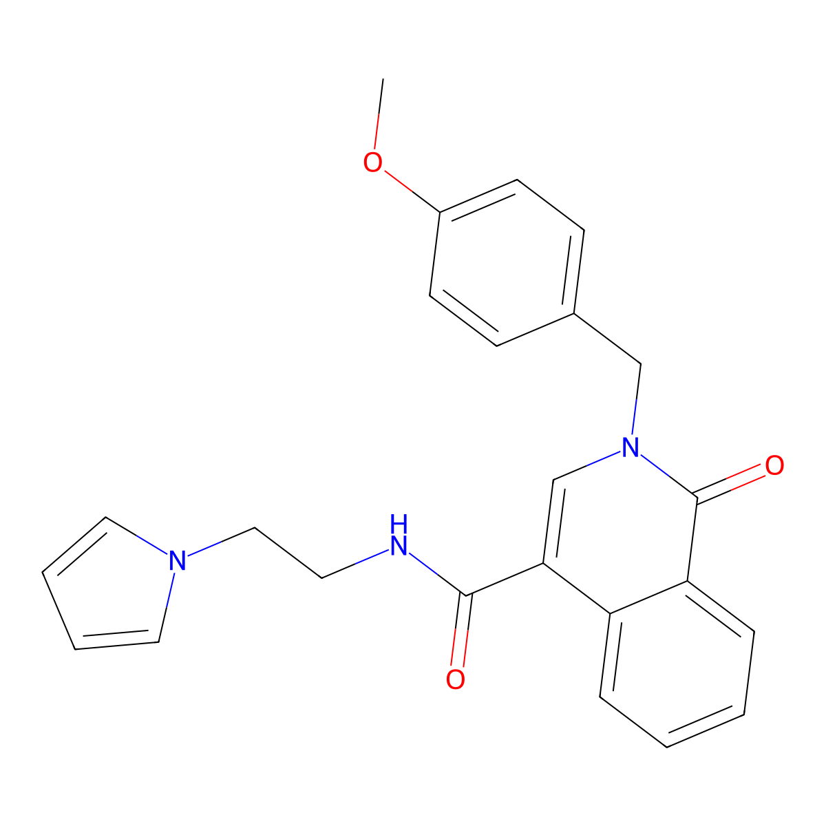 2-(4-methoxybenzyl)-1-oxo-N-[2-(1H-pyrrol-1-yl)ethyl]-1,2-dihydroisoquinoline-4-carboxamide molecular structure, CAS 1351695-44-7