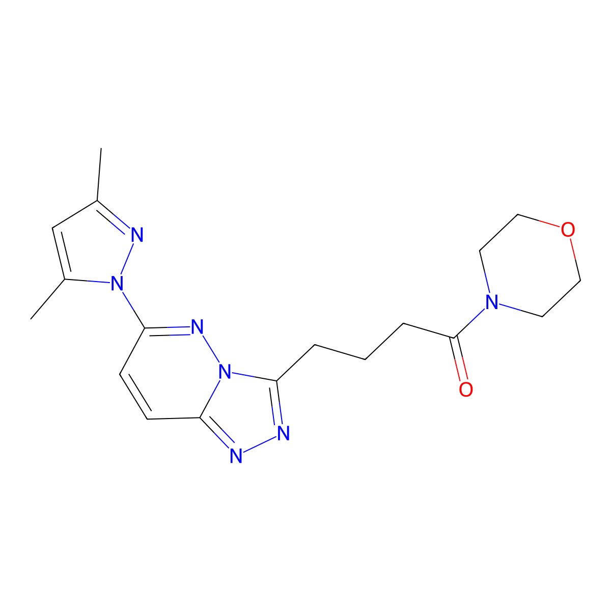 4-[6-(3,5-dimethyl-1H-pyrazol-1-yl)[1,2,4]triazolo[4,3-b]pyridazin-3-yl]-1-(morpholin-4-yl)butan-1-one molecular structure, CAS 1351695-47-0