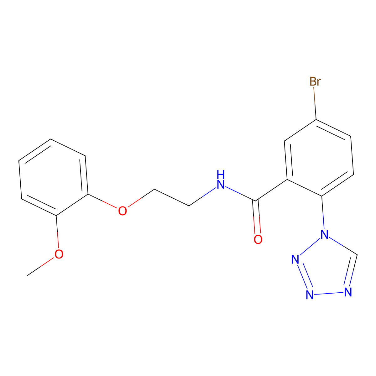 5-bromo-N-[2-(2-methoxyphenoxy)ethyl]-2-(1H-1,2,3,4-tetraazol-1-yl)benzamide molecular structure, CAS 1351695-48-1