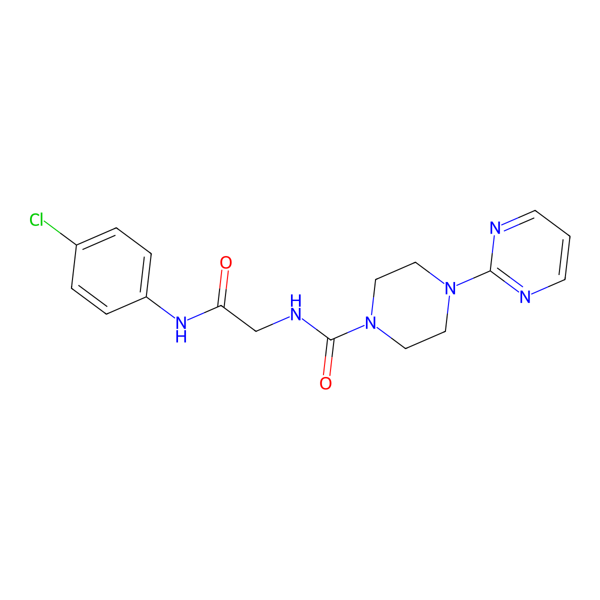 N-{2-[(4-chlorophenyl)amino]-2-oxoethyl}-4-(pyrimidin-2-yl)piperazine-1-carboxamide molecular structure, CAS 1351695-55-0