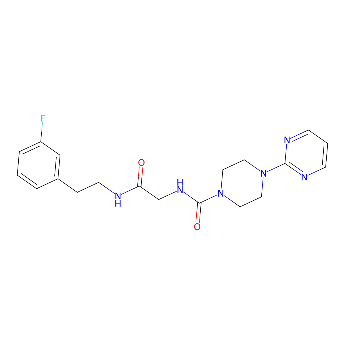 N-(2-{[2-(3-fluorophenyl)ethyl]amino}-2-oxoethyl)-4-(pyrimidin-2-yl)piperazine-1-carboxamide molecular structure, CAS 1351695-92-5