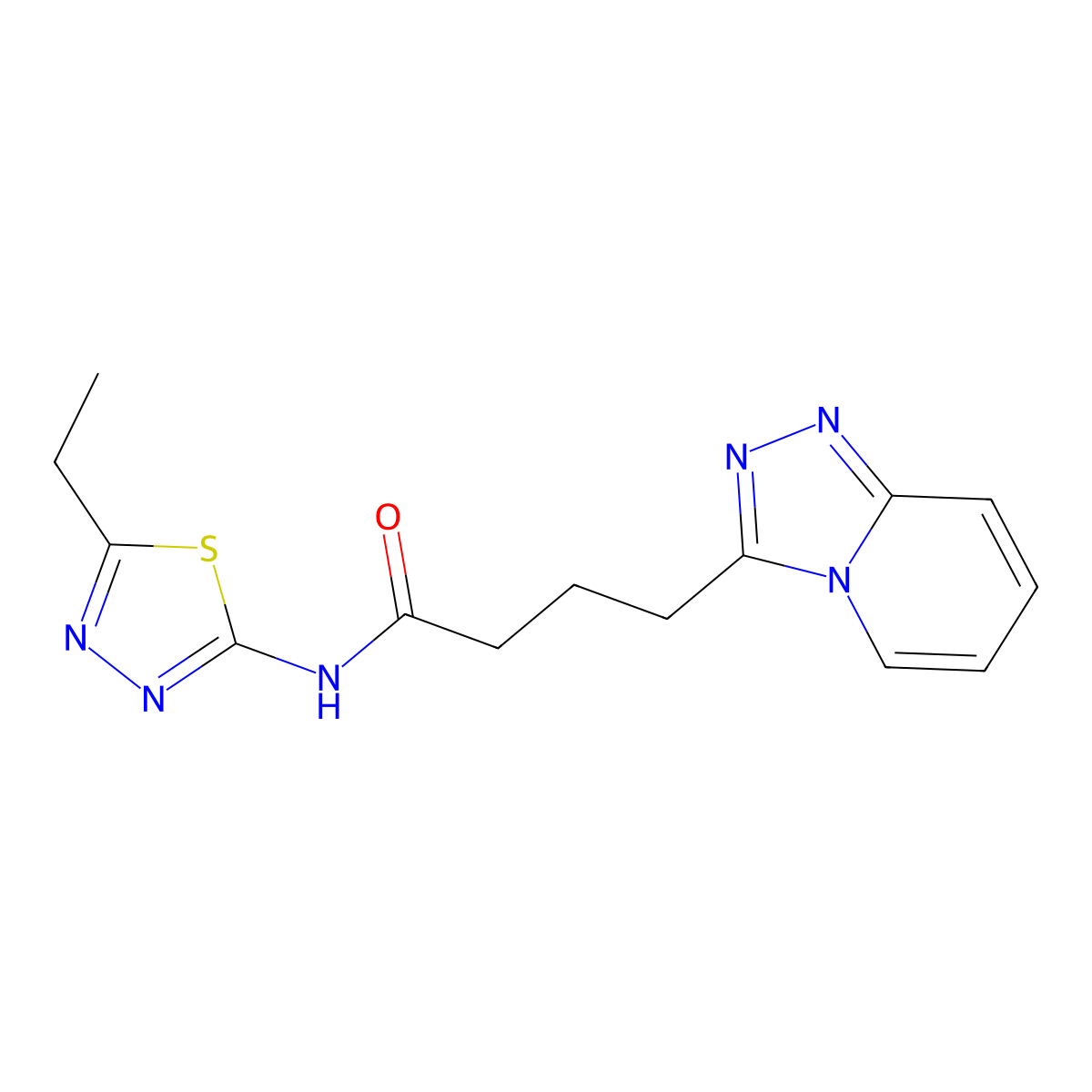 4-([1,2,4]triazolo[4,3-a]pyridin-3-yl)-N-(5-ethyl-1,3,4-thiadiazol-2-yl)butanamide molecular structure, CAS 1351696-10-0