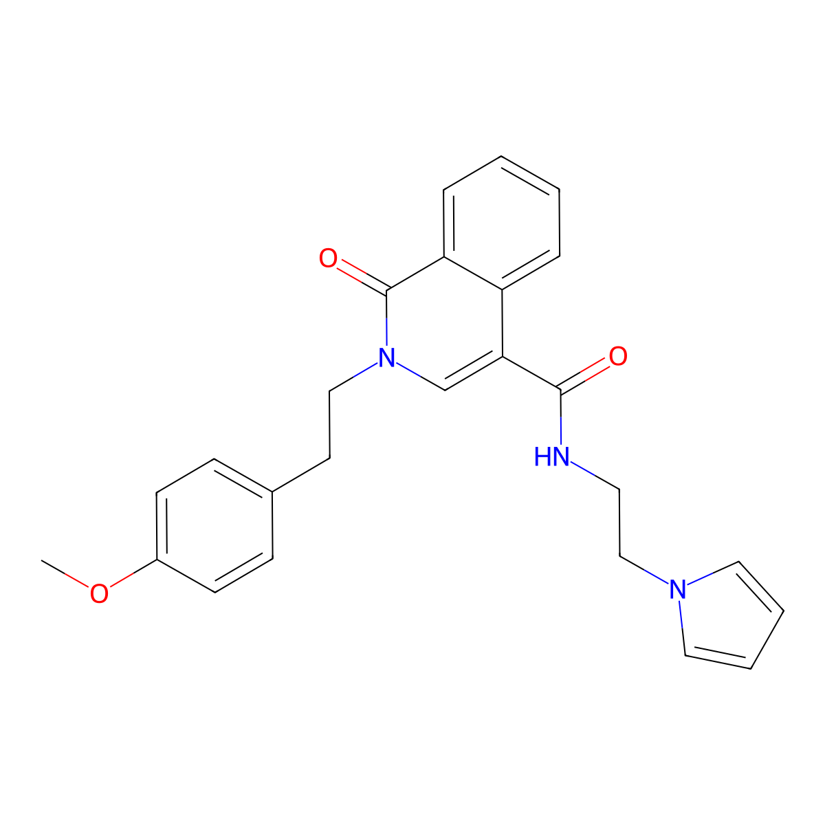 2-[2-(4-methoxyphenyl)ethyl]-1-oxo-N-[2-(1H-pyrrol-1-yl)ethyl]-1,2-dihydroisoquinoline-4-carboxamide molecular structure, CAS 1351696-13-3