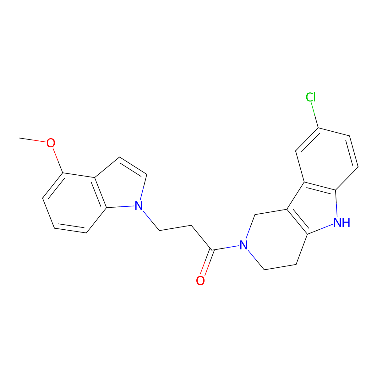 1-(8-chloro-1,3,4,5-tetrahydro-2H-pyrido[4,3-b]indol-2-yl)-3-(4-methoxy-1H-indol-1-yl)-1-propanone molecular structure, CAS 1351696-28-0