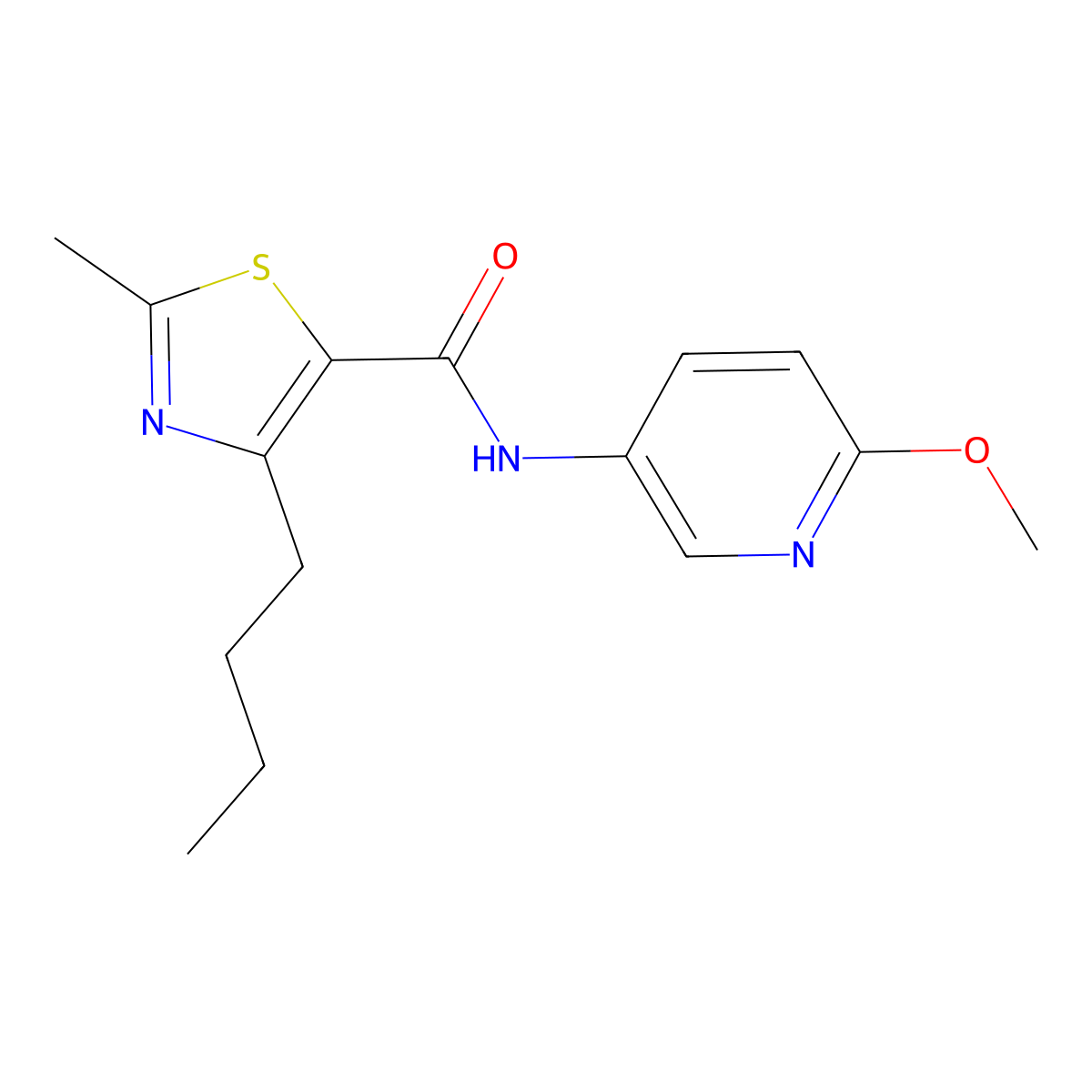 4-butyl-N-(6-methoxypyridin-3-yl)-2-methyl-1,3-thiazole-5-carboxamide molecular structure, CAS 1351696-32-6