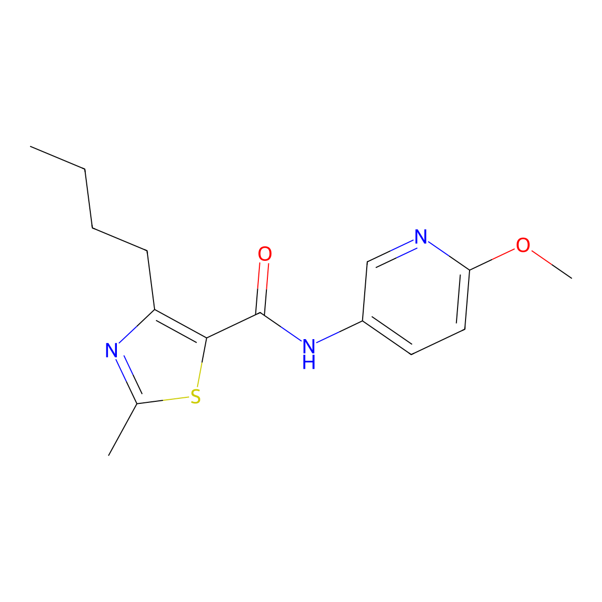 4-butyl-N-(6-methoxypyridin-3-yl)-2-methyl-1,3-thiazole-5-carboxamide molecular structure, CAS 1351696-32-6