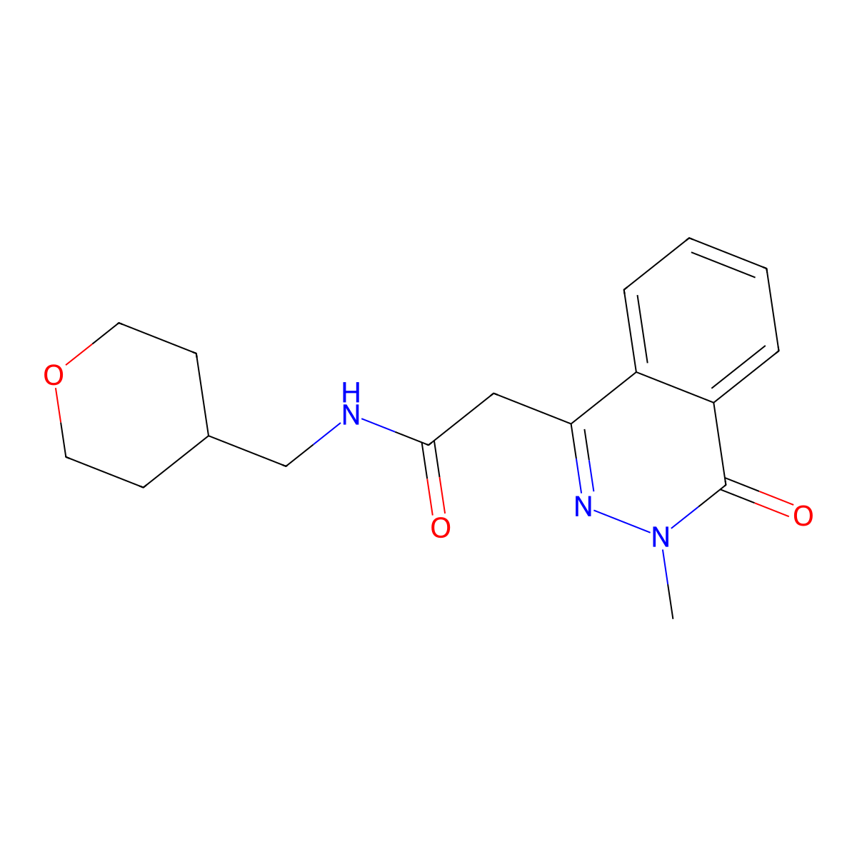 2-(3-methyl-4-oxo-3,4-dihydrophthalazin-1-yl)-N-(tetrahydro-2H-pyran-4-ylmethyl)acetamide molecular structure, CAS 1351696-53-1