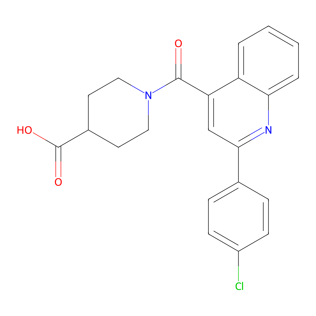 1-{[2-(4-Chlorophenyl)quinolin-4-yl]carbonyl}piperidine-4-carboxylic acid molecular structure, CAS 1351696-58-6