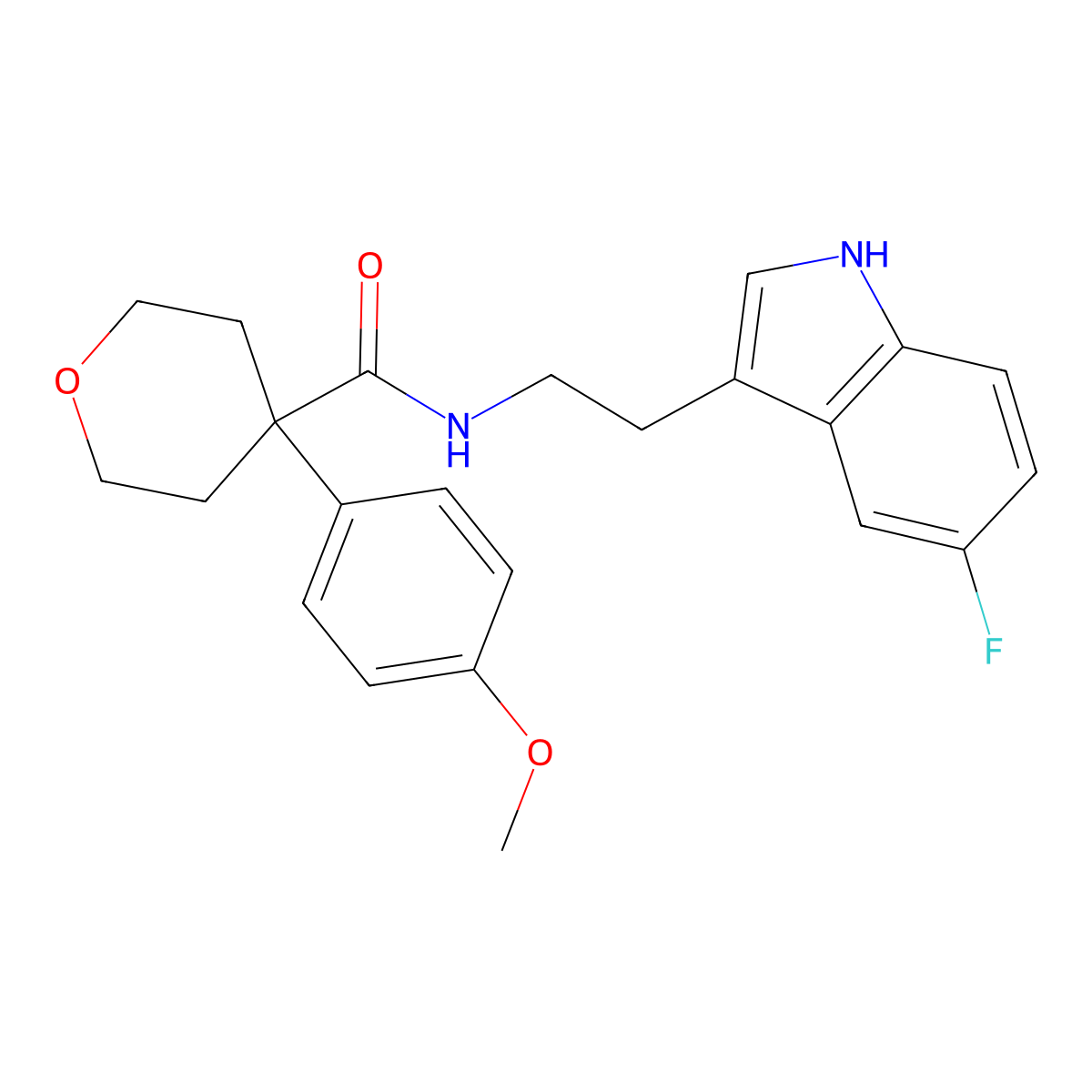 N-[2-(5-fluoro-1H-indol-3-yl)ethyl]-4-(4-methoxyphenyl)tetrahydro-2H-pyran-4-carboxamide molecular structure, CAS 1351696-72-4