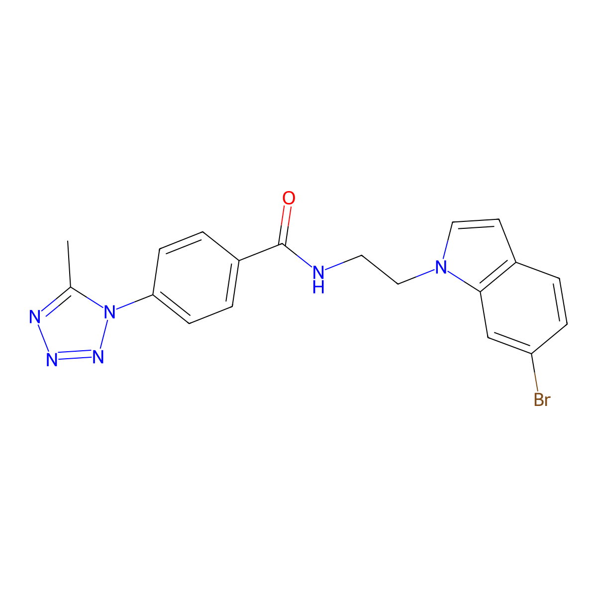 N-[2-(6-bromo-1H-indol-1-yl)ethyl]-4-(5-methyl-1H-1,2,3,4-tetraazol-1-yl)benzamide molecular structure, CAS 1351696-82-6
