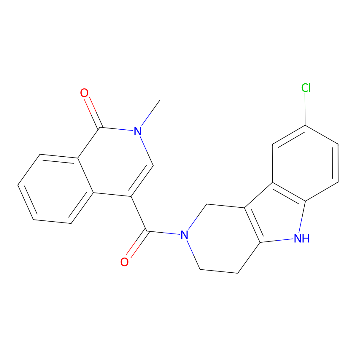 4-[(8-chloro-1,3,4,5-tetrahydro-2H-pyrido[4,3-b]indol-2-yl)carbonyl]-2-methyl-1(2H)-isoquinolinone molecular structure, CAS 1351696-84-8