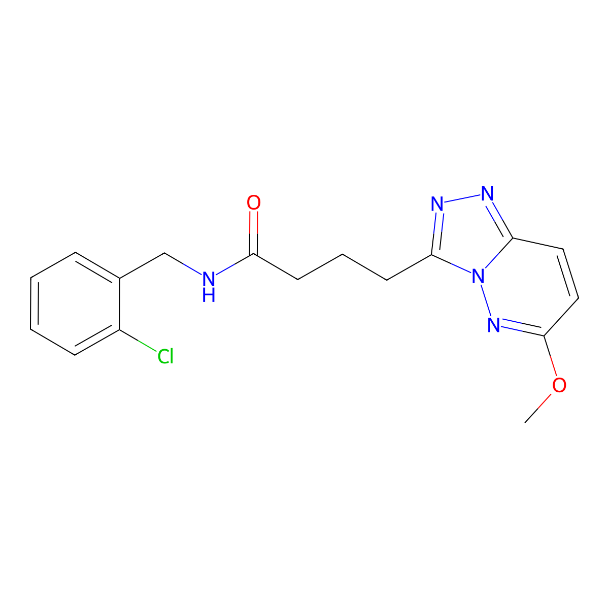 N-(2-chlorobenzyl)-4-(6-methoxy[1,2,4]triazolo[4,3-b]pyridazin-3-yl)butanamide molecular structure, CAS 1351696-88-2