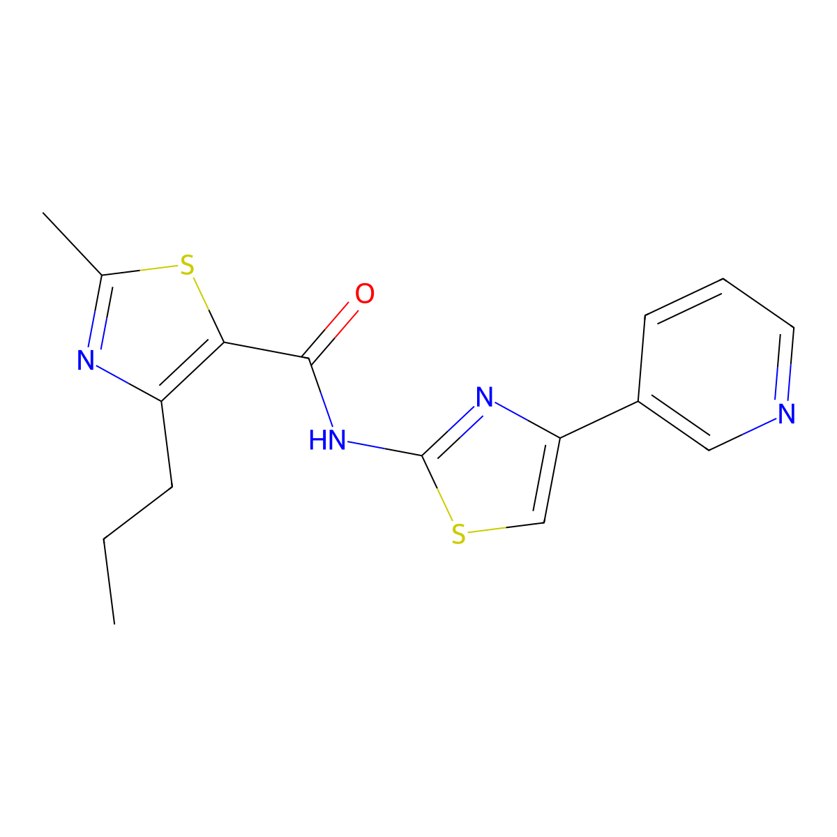 2-methyl-4-propyl-N-(4-(pyridin-3-yl)thiazol-2-yl)thiazole-5-carboxamide molecular structure, CAS 1351697-33-0