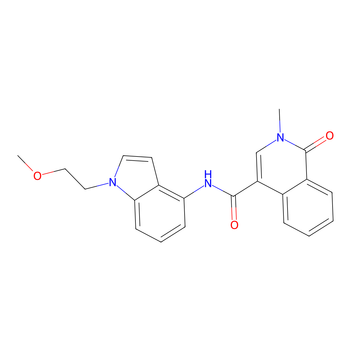 N-[1-(2-methoxyethyl)-1H-indol-4-yl]-2-methyl-1-oxo-1,2-dihydroisoquinoline-4-carboxamide molecular structure, CAS 1351697-34-1