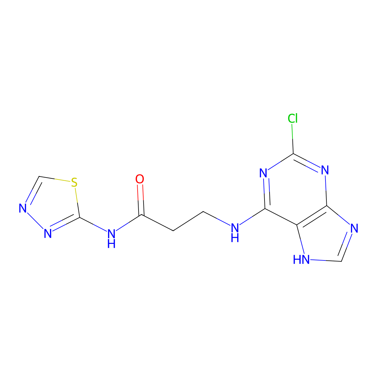 N~3~-(2-chloro-7H-purin-6-yl)-N-1,3,4-thiadiazol-2-yl-beta-alaninamide molecular structure, CAS 1351697-38-5