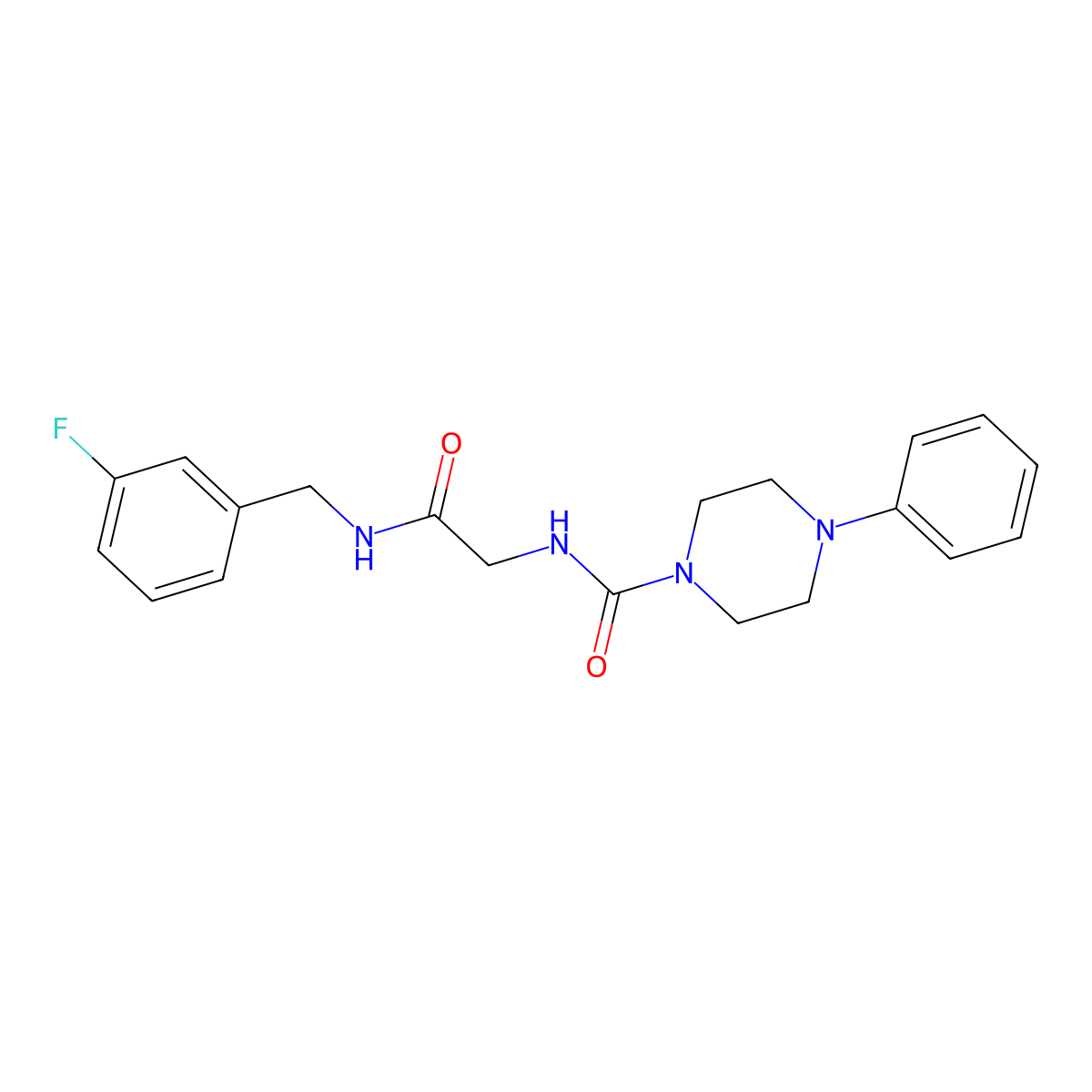 N-{2-[(3-fluorobenzyl)amino]-2-oxoethyl}-4-phenylpiperazine-1-carboxamide molecular structure, CAS 1351697-51-2