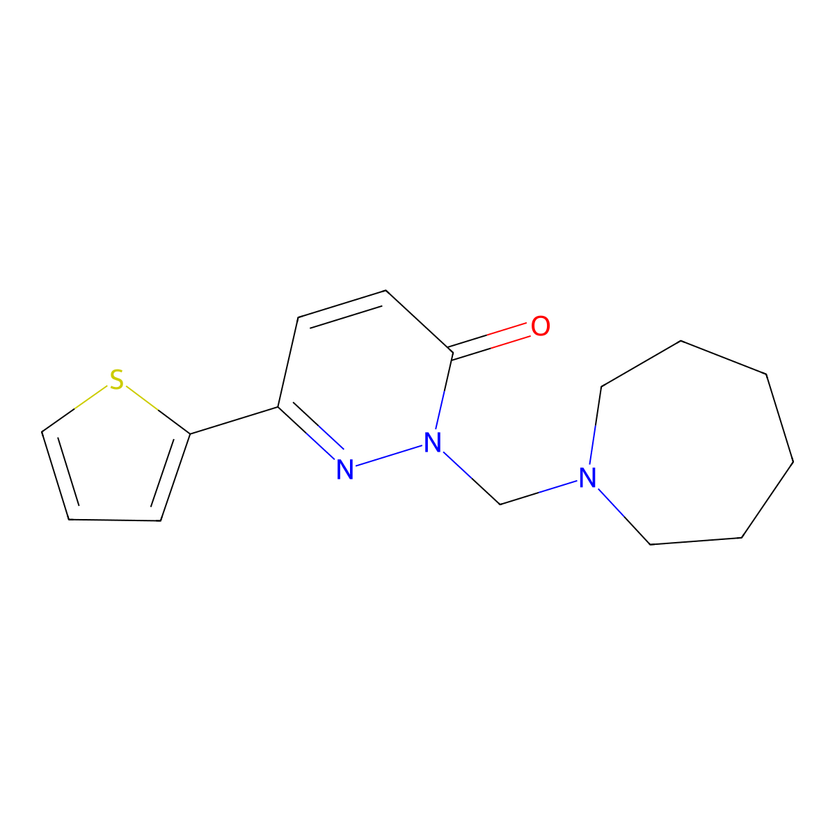 2-(azepan-1-ylmethyl)-6-(thiophen-2-yl)pyridazin-3(2H)-one molecular structure, CAS 1351697-62-5