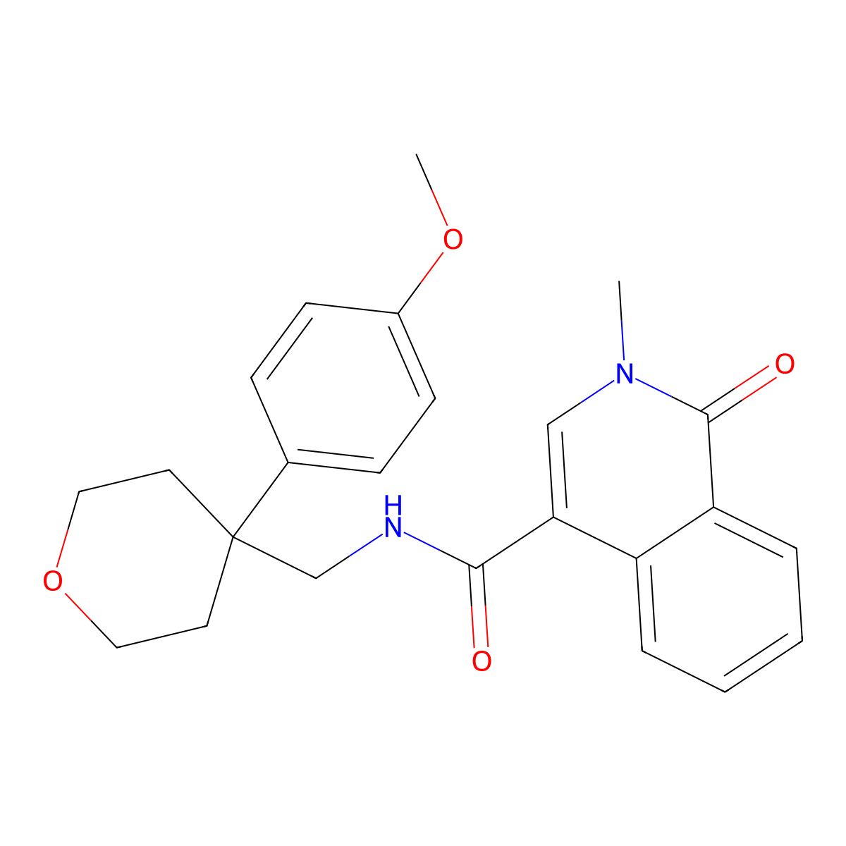 N-{[4-(4-methoxyphenyl)tetrahydro-2H-pyran-4-yl]methyl}-2-methyl-1-oxo-1,2-dihydro-4-isoquinolinecarboxamide molecular structure, CAS 1351697-72-7