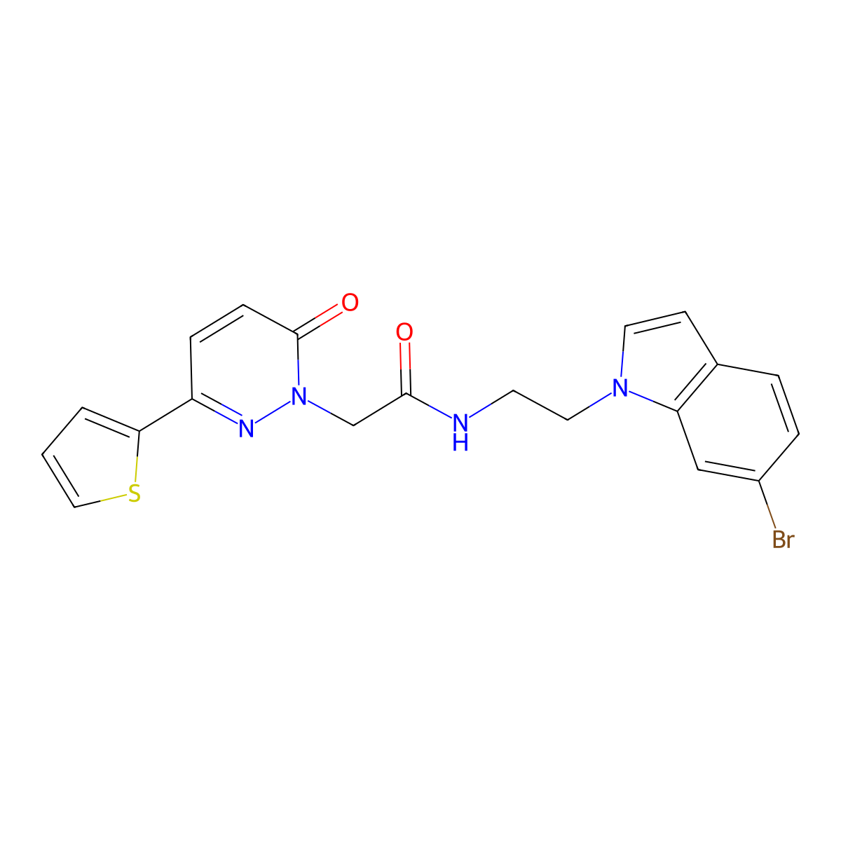 N-[2-(6-bromo-1H-indol-1-yl)ethyl]-2-[6-oxo-3-(2-thienyl)-1(6H)-pyridazinyl]acetamide molecular structure, CAS 1351697-75-0