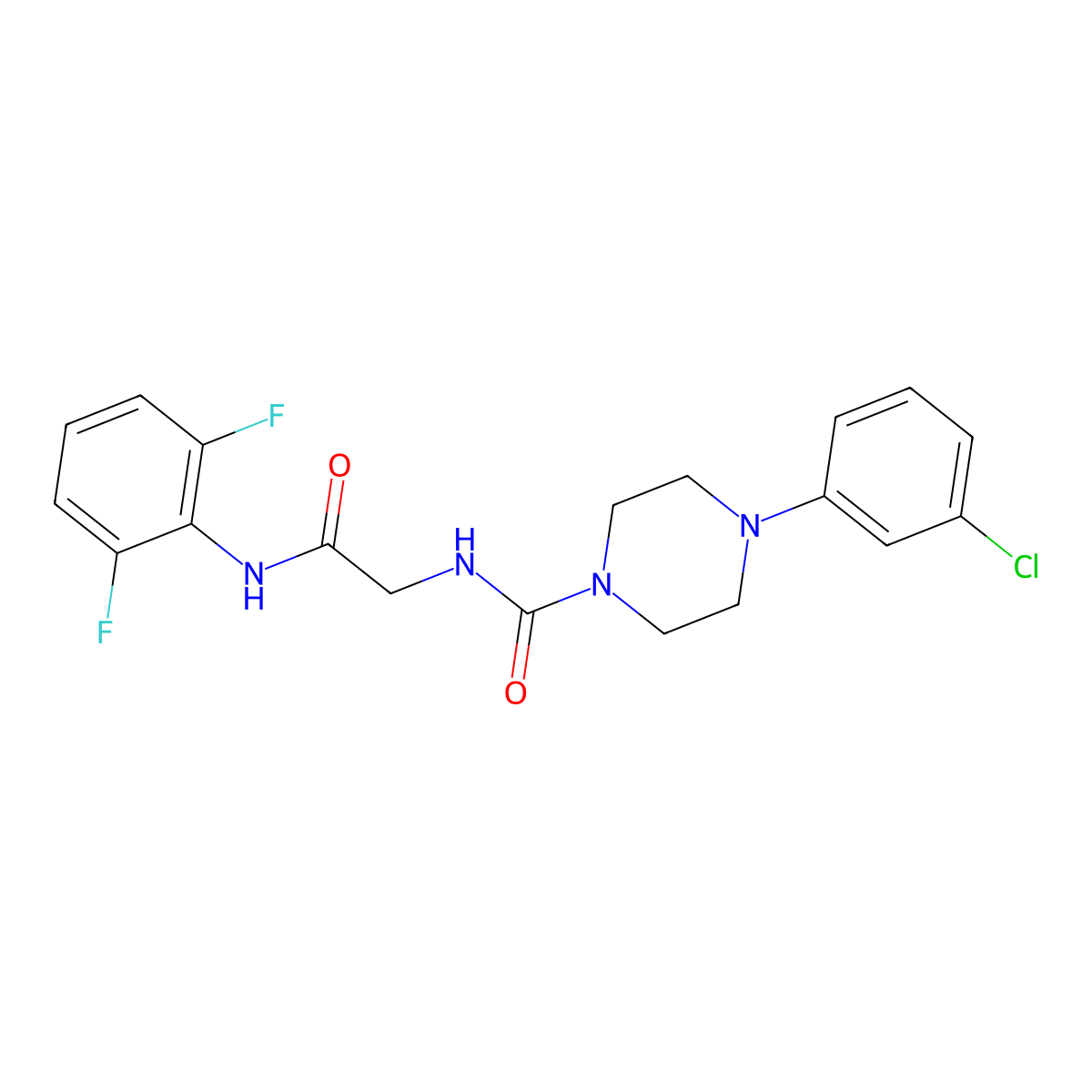 4-(3-chlorophenyl)-N-{2-[(2,6-difluorophenyl)amino]-2-oxoethyl}piperazine-1-carboxamide molecular structure, CAS 1351697-78-3