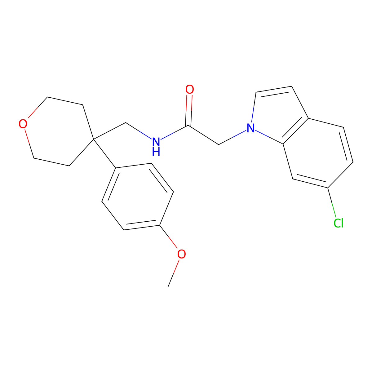 2-(6-chloro-1H-indol-1-yl)-N-{[4-(4-methoxyphenyl)tetrahydro-2H-pyran-4-yl]methyl}acetamide molecular structure, CAS 1351698-08-2