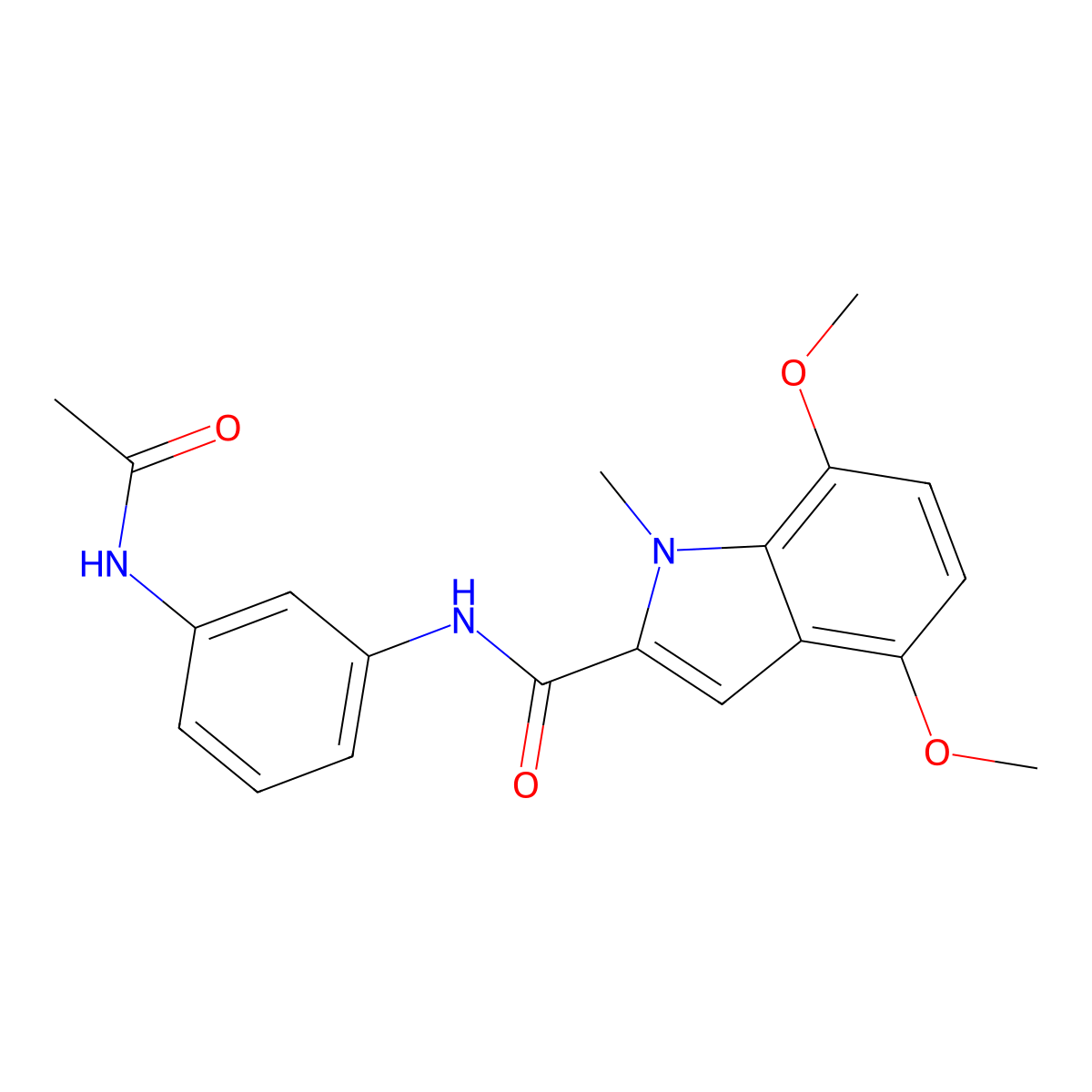 N-[3-(acetylamino)phenyl]-4,7-dimethoxy-1-methyl-1H-indole-2-carboxamide molecular structure, CAS 1351698-09-3