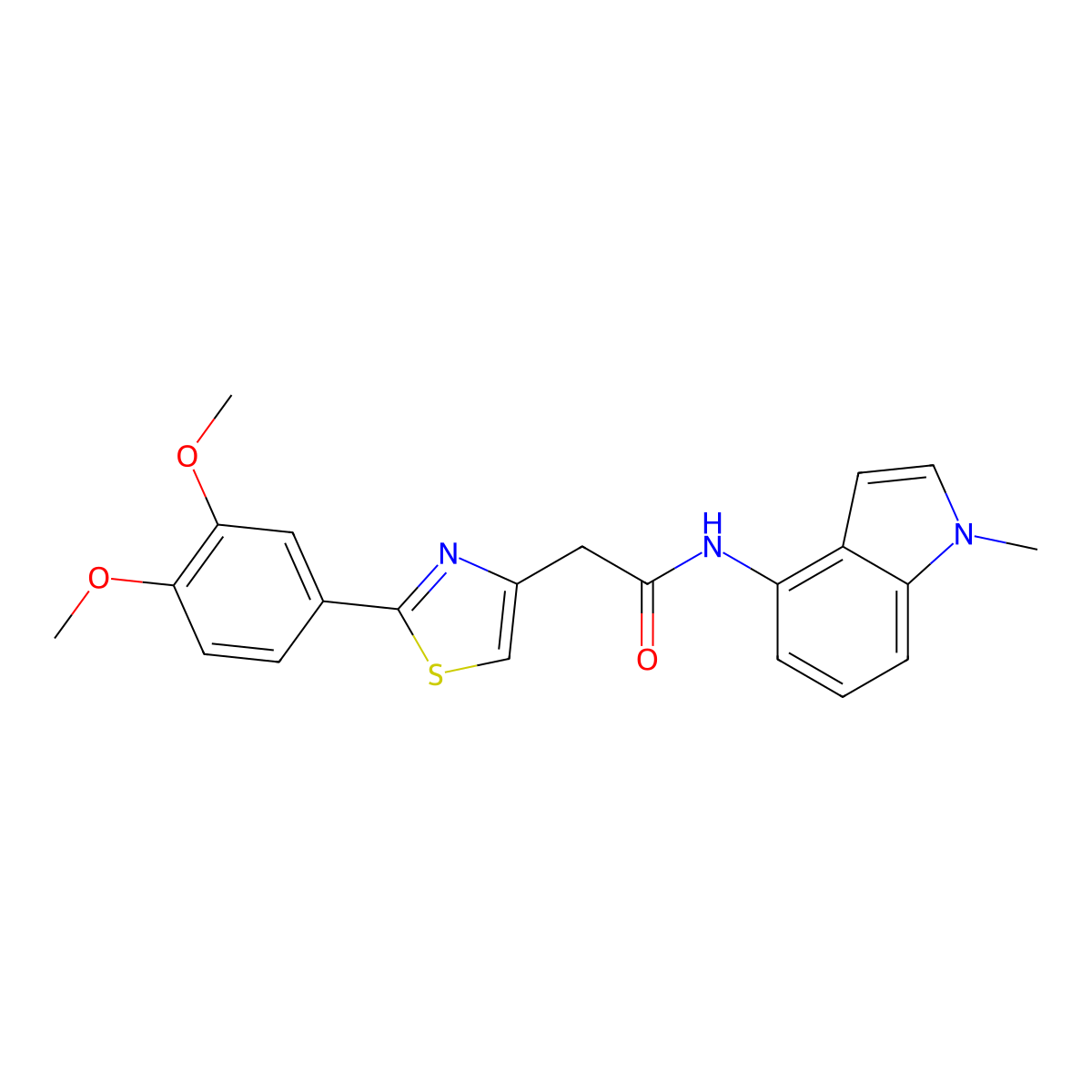 2-[2-(3,4-dimethoxyphenyl)-1,3-thiazol-4-yl]-N-(1-methyl-1H-indol-4-yl)acetamide molecular structure, CAS 1351698-10-6