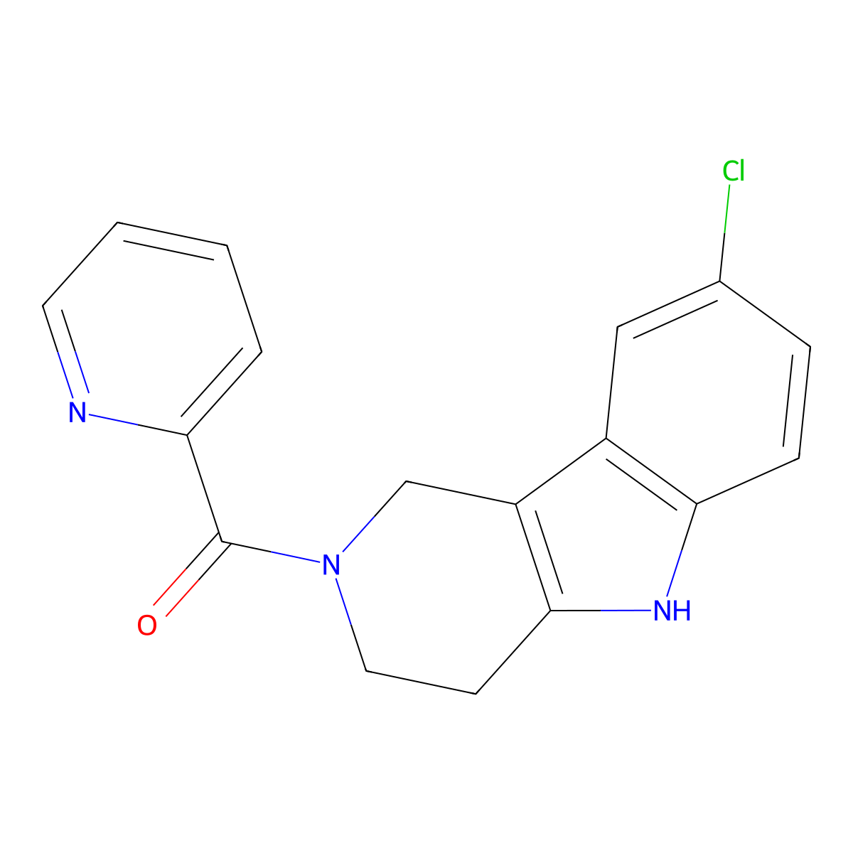 (8-chloro-1,3,4,5-tetrahydro-2H-pyrido[4,3-b]indol-2-yl)(pyridin-2-yl)methanone molecular structure, CAS 1351698-16-2