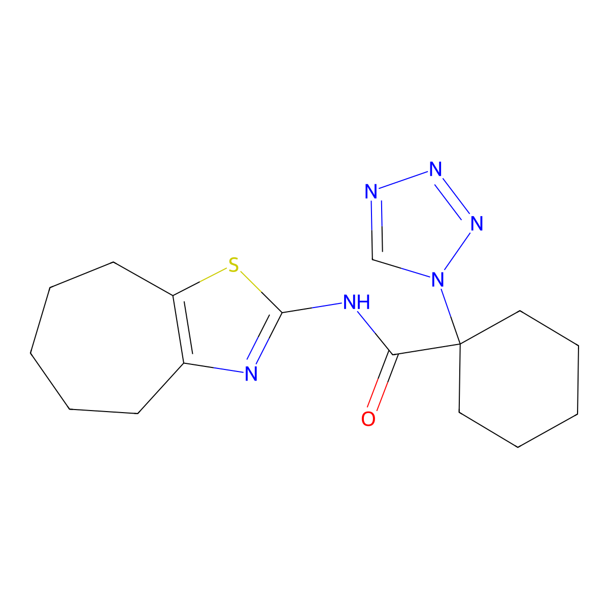 N-(5,6,7,8-tetrahydro-4H-cyclohepta[d]thiazol-2-yl)-1-(1H-tetrazol-1-yl)cyclohexanecarboxamide molecular structure, CAS 1351698-17-3