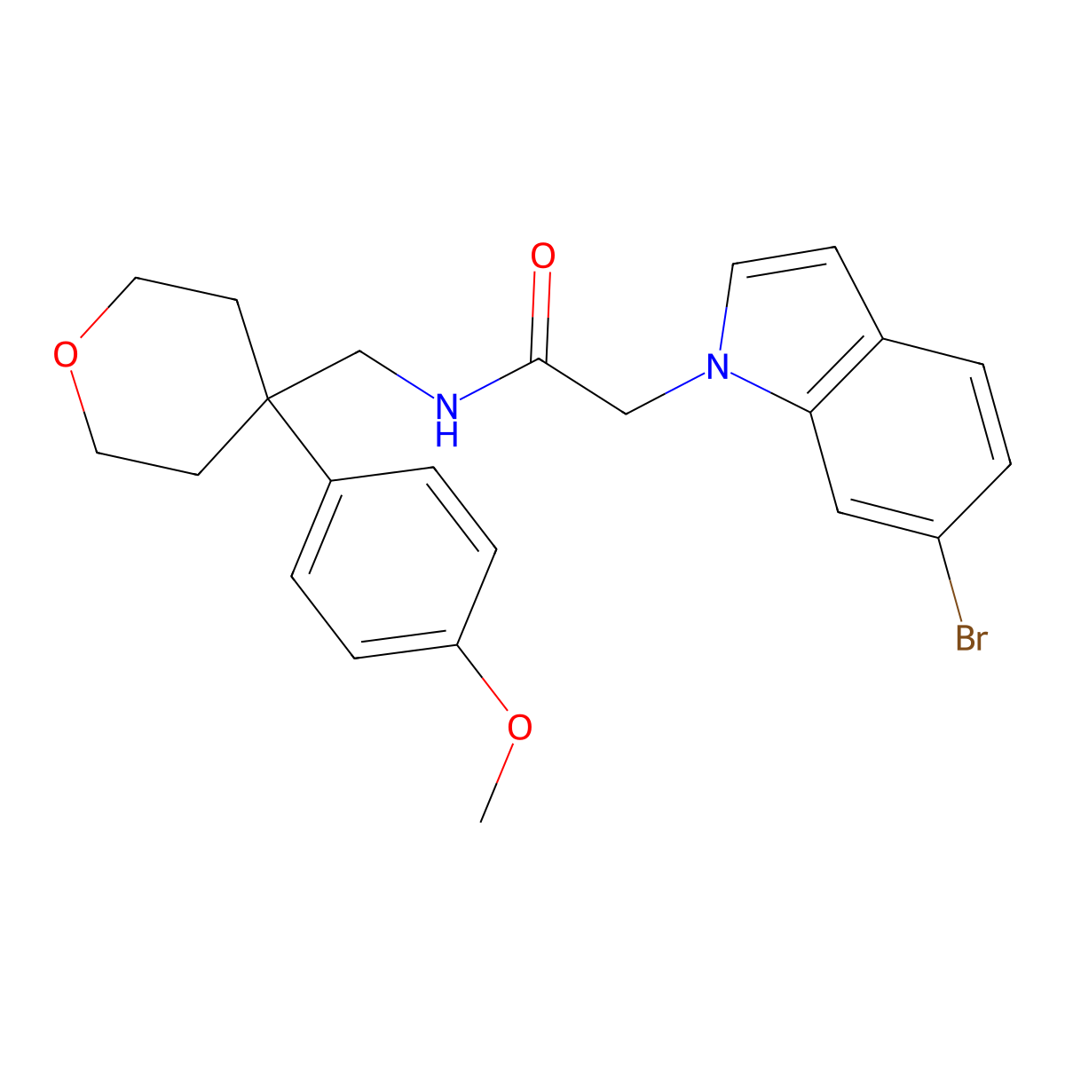 2-(6-bromo-1H-indol-1-yl)-N-{[4-(4-methoxyphenyl)tetrahydro-2H-pyran-4-yl]methyl}acetamide molecular structure, CAS 1351698-23-1