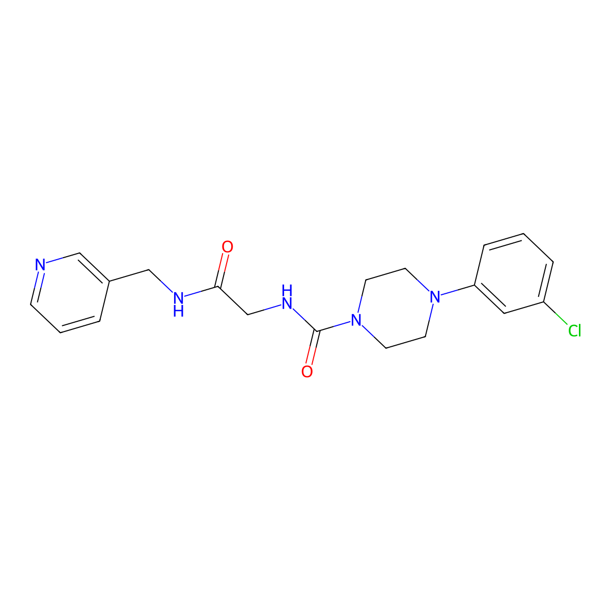 4-(3-chlorophenyl)-N-{2-oxo-2-[(pyridin-3-ylmethyl)amino]ethyl}piperazine-1-carboxamide molecular structure, CAS 1351698-27-5