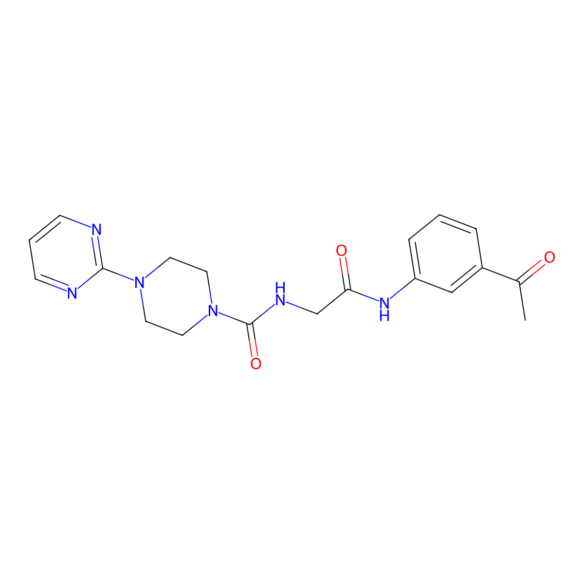 N-{2-[(3-acetylphenyl)amino]-2-oxoethyl}-4-(pyrimidin-2-yl)piperazine-1-carboxamide molecular structure, CAS 1351698-31-1