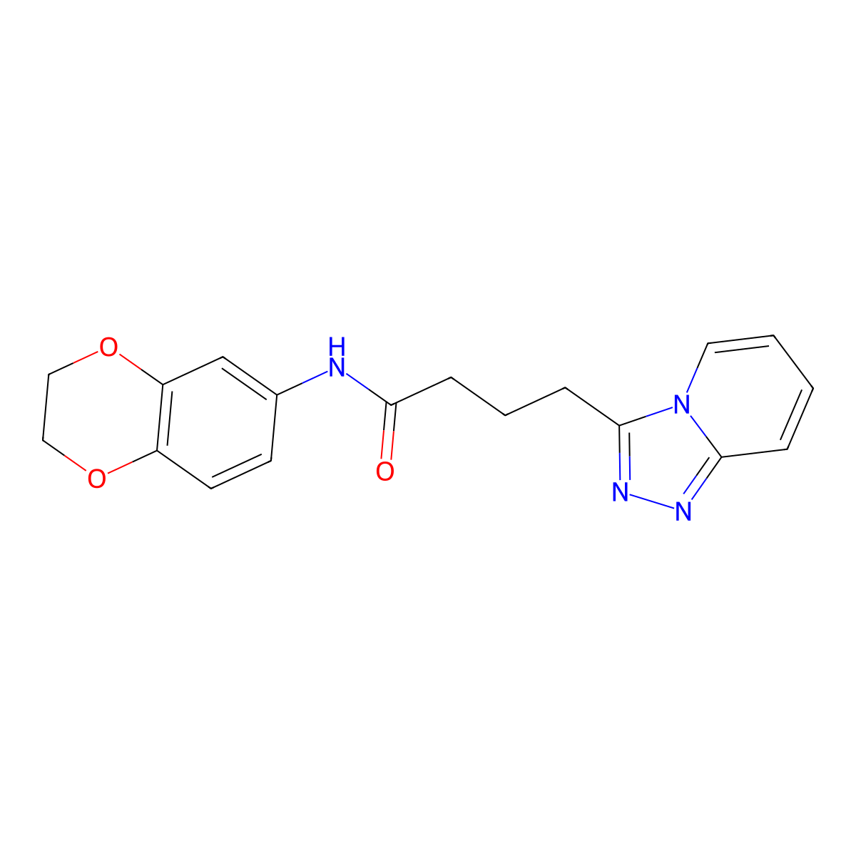 4-([1,2,4]triazolo[4,3-a]pyridin-3-yl)-N-(2,3-dihydrobenzo[b][1,4]dioxin-6-yl)butanamide molecular structure, CAS 1351698-35-5