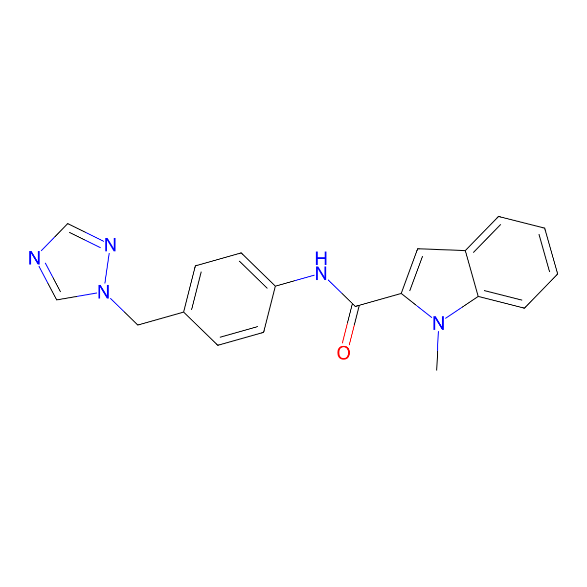 1-methyl-N-[4-(1H-1,2,4-triazol-1-ylmethyl)phenyl]-1H-indole-2-carboxamide molecular structure, CAS 1351698-45-7