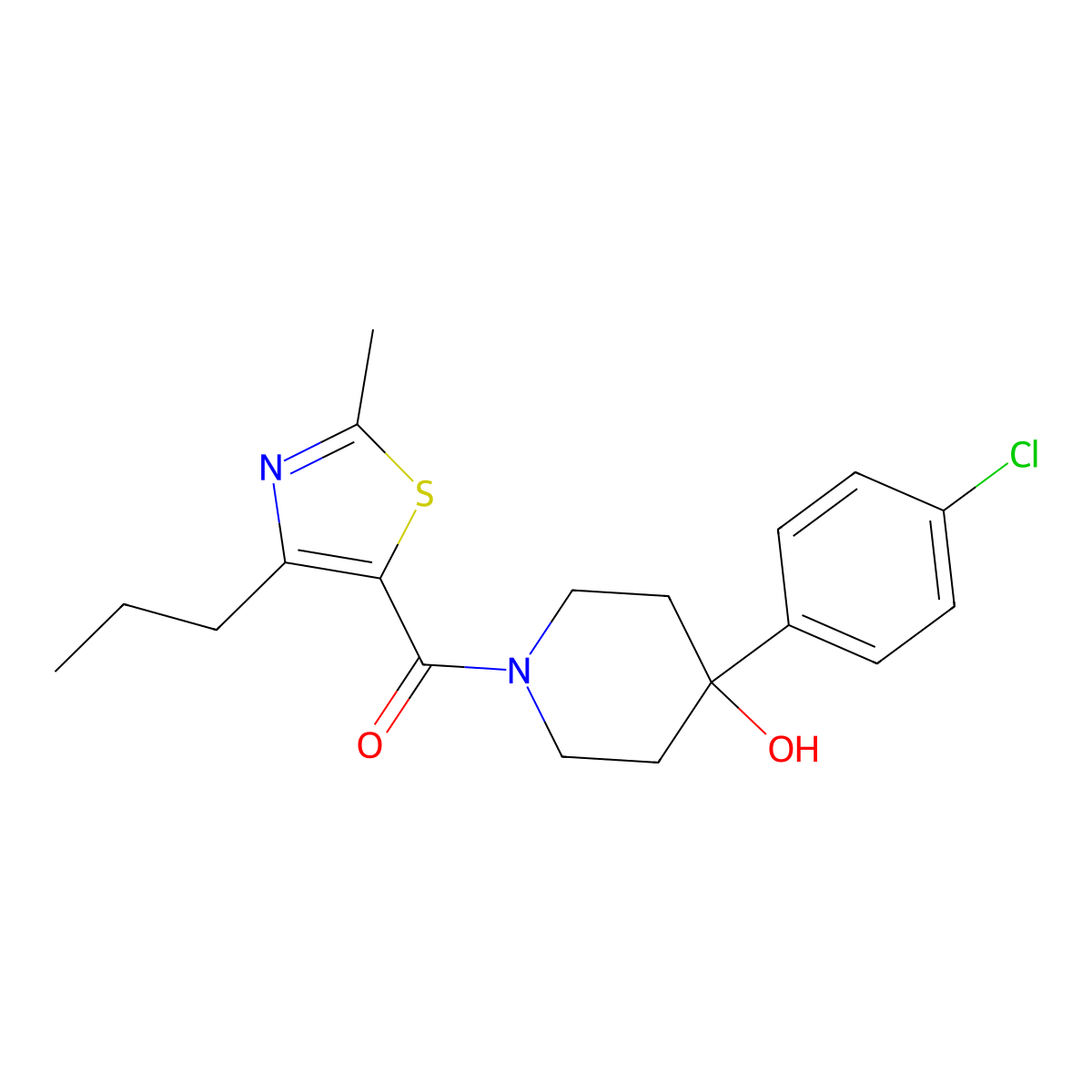 [4-(4-Chlorophenyl)-4-hydroxypiperidin-1-yl](2-methyl-4-propyl-1,3-thiazol-5-yl)methanone molecular structure, CAS 1351698-58-2