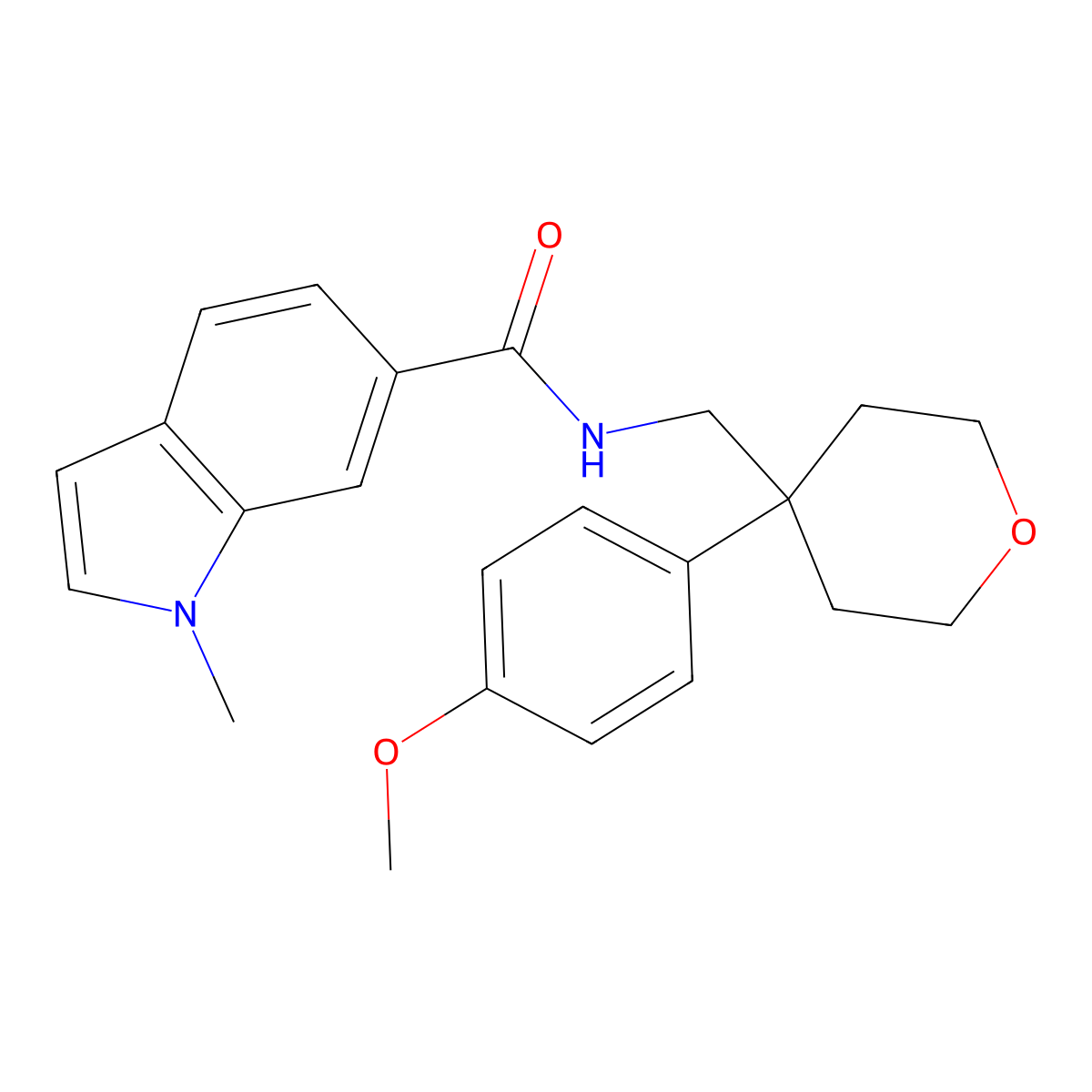 N-{[4-(4-methoxyphenyl)tetrahydro-2H-pyran-4-yl]methyl}-1-methyl-1H-indole-6-carboxamide molecular structure, CAS 1351698-62-8