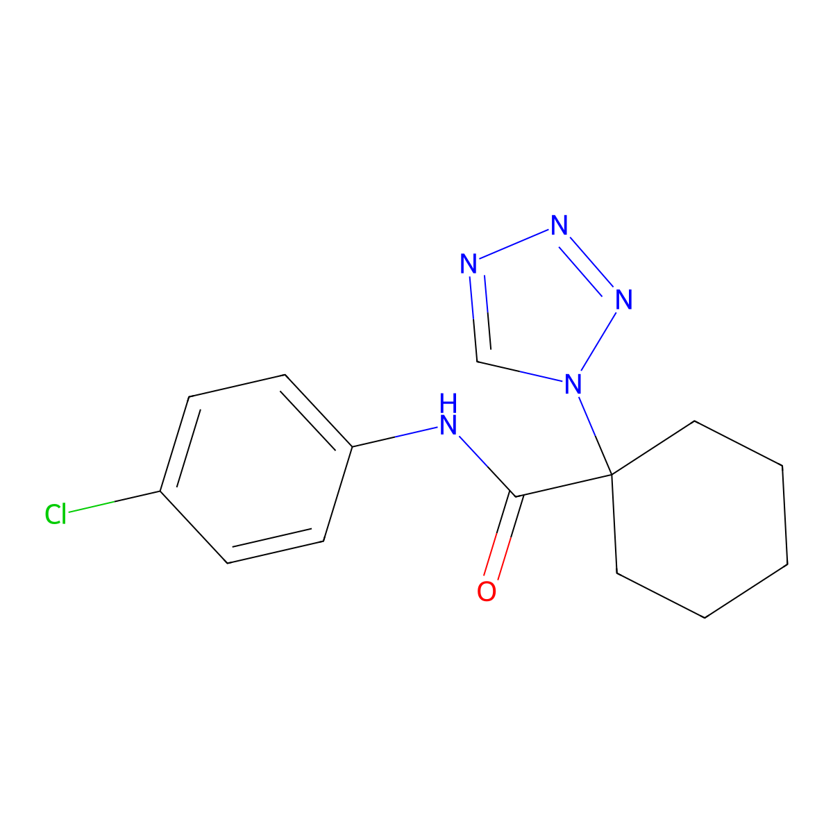 N-(4-chlorophenyl)-1-(1H-tetrazol-1-yl)cyclohexanecarboxamide molecular structure, CAS 1351698-66-2